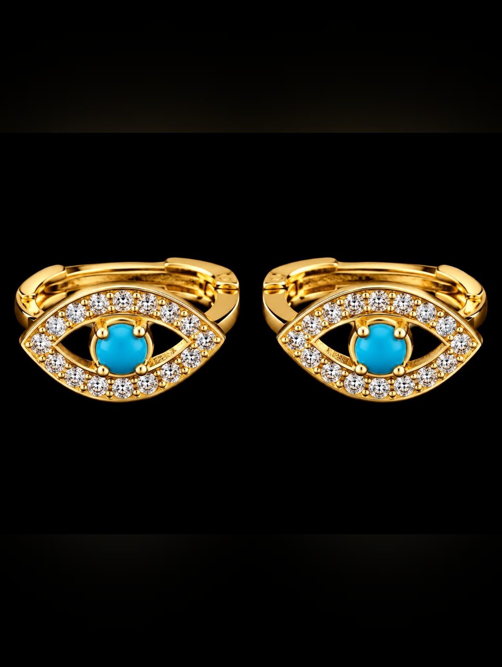 22kgp Dubai Jewelry Gold Evil Eye Earrings with Turquoise Center